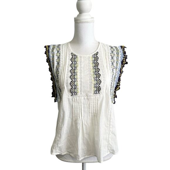 Zara Tops - NWT Zara Womens Boho Blouse Crochet Knit Sleeve Size XS Embroidered